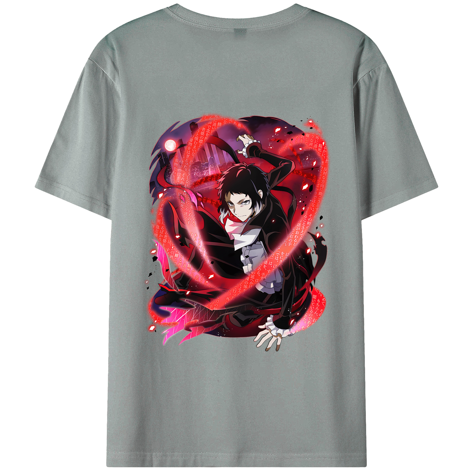 （画像用） 文豪ストレイドッグス Bungo Stray Dogs 綿100％ メンズ半袖Tシャツ（バックプリント） 通気性